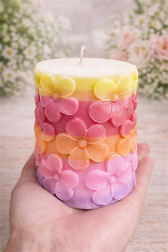 Blooming Pastel Candle - Etsy