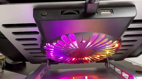 Laptop Stand,with 360°Rotating Base,External Cooling Fan,Adjustable RGB Lighting,Ergonomic Foldable Notebook Computer Holder.Compatible with All 10-17" Laptops Tablets,Black​