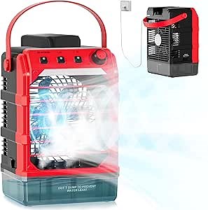 Battery Powered Misting Fan Compatible For Milwaukee 18V (No Battery) or USB Input Powered,Cooling Fan with 1600ML Water Tank,Timing Function,LED for Outdoor Barbeque Camping & More