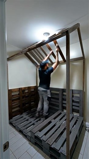 I Built a Pallet Canopy Bed with LED Lights (Full Room Transformation)
