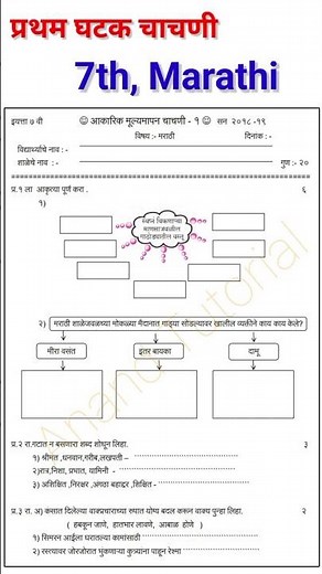 Class 7th Marathi | First Unit Test Exam | Question Paper | Std7th Marathi First Unit Test | Exam