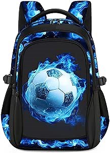 Kids Backpack for Boys - Soccer Boys Backpacks for Kids Teens Elementary Middle School, 17″ Large Capacity Students Bookbag, Perfect for Travel and School