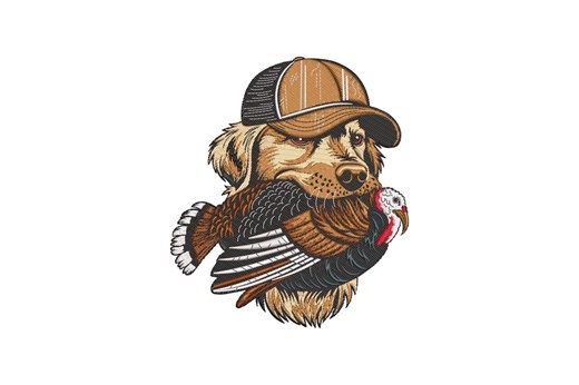 Hunting Dog With Turkey Embroidery Design, Retriever Bird Hunter Applique, Instant Digital Download - Etsy