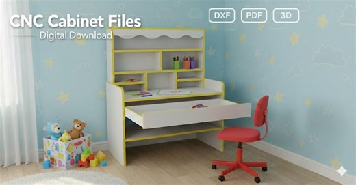 CNC Desk Plan: Kids Edition [DXF-PDF-3D Model] 1000x570x 1208mm - Etsy