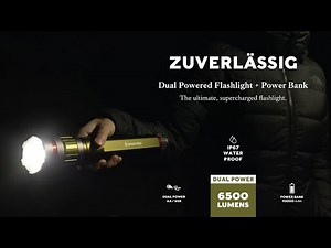 Zuverlässig - Swiss Tech 6500 Lumen LED Flashlight, Rechargeable Dual Power AA/USB w/ Charging Bank