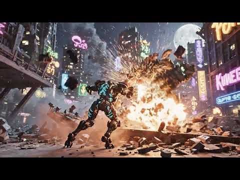 Neon Mech vs Alien Beast | Epic Sci-Fi Battle in Ruined City (3D)
