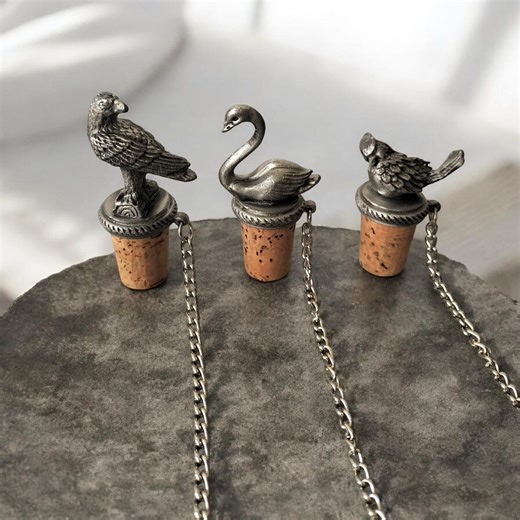 Pewter Bird Wine Stoppers Vintage Set of 3 Swan Eagle & Songbird Cork Bottle Stoppers Vintage Pewter Bottle Stoppers With Birds Set of 3 - Etsy
