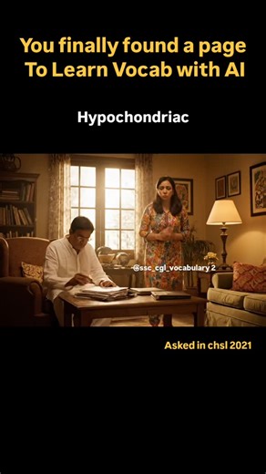 SSC CGL VOCABULARY on Instagram: "A Hypochondriac is a person who is excessively worried about having a serious illness, even when medical tests show they are healthy. They often misinterpret normal body sensations as signs of severe disease. 📝 Meaning: Hypochondriac (noun): A person who has an abnormal and excessive fear of illness. ✅ Synonyms: Valetudinarian Neurotic about health Illness-obsessed Health worrier Imaginary invalid Overanxious patient Somatic complainer #ssc #vocabulary #explore