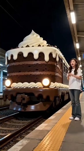 Who Ordered This Giant Chocolate Cake Train? 🍰🚆#chocolatecake #train #amazing #viralvideo #tred