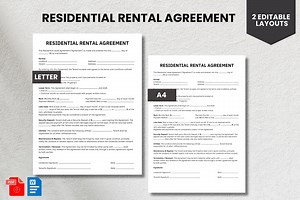 Editable Residential Rental Agreement Template: Landlord Lease (word, PDF, Canva) - Etsy