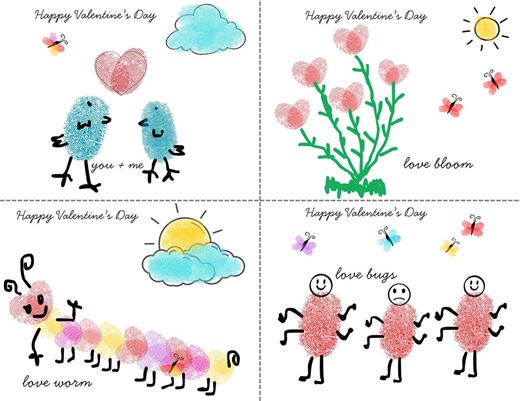 Easy Valentine Craft, Fingerprint Activity ,preschool Printables , Handmade Love Gift ,kids Homschool Art - Etsy