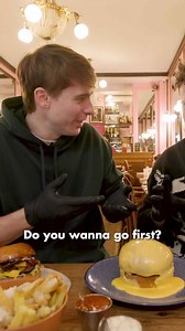 Trying the world's gooiest cheese burger! Epic cheese pull challenge