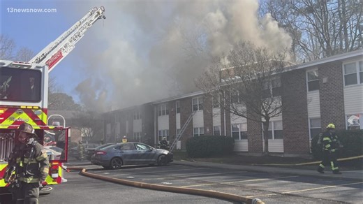 Lake Village Apartments building catches fire in Chesapeake