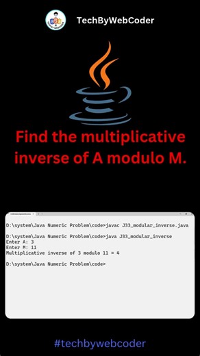Day 33: Modular Inverse Number in Java