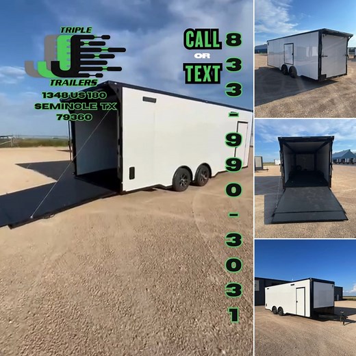 https://triplejtrailers.com 🚛 Ready to Roll? Your Next Trailer Awaits! Looking for a durable enclosed trailer adding custom vinyl wrap or some custom Decals? We’ve got what you need—built tough, styled sharp, printing done in-house one stop shop ready to work. 🔥 Limited-time offer: Call or Text (888) 990-3031 📍 Located in Seminole, TX 📦 Financing available through Synchrony & Sheffield, C3 Rent to own ,Click lease #TripleJTrailers #trailerwraps #SeminoleTX #CustomDesign #CallNow #EnclosedTra