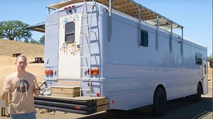 We converted a bus into a luxury home - it has an office and queen-size bed