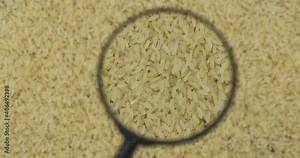Study of rotating rice grains with a magnifying glass. Sharpness in the zoom area.