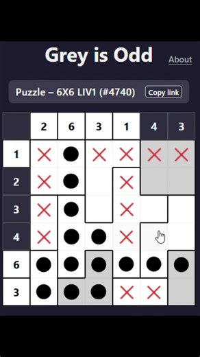 Solution – Grey Is Odd 6x6 Level 1 (#4740)