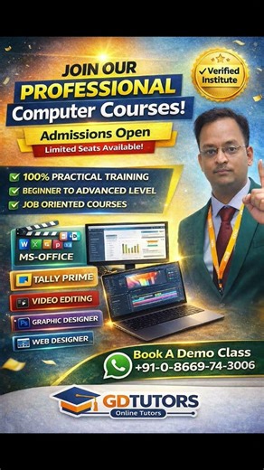 Book Demo Class for your IT learning. @dmmaheshsingh #msoffice #tallyprime #videoediting