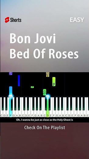 Bon Jovi - Bed Of Roses - EASY Piano TUTORIAL by Piano Fun Play #youtubeshorts #shorts