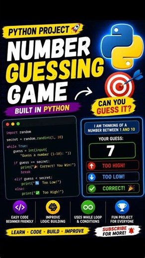 Build a Number Guessing Game in Python 🎯🐍 #shorts #python