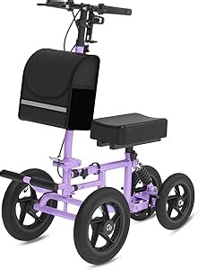 All Terrain Knee Scooter for Adults, Foldable Rolling Knee Scooter with DIY Stickers & Shock Absorber, Steerable Knee Walker for Broken Foot, Ankle Injuries & Surgery, Better Crutch Alternative