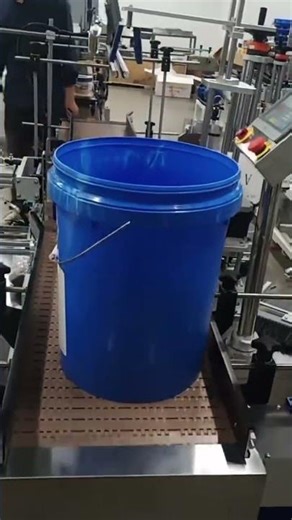 Auto chemical bucket pail labeling machine #machine