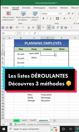 Je te montre 3 méthodes pour créer des listes déroulantes. 😎#apprendreexcel #astuceexcel #excelfrancais #microsoftexcel