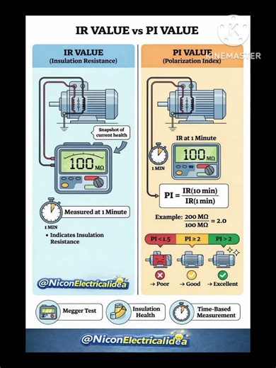 IR Value vs PI Value #MeggerTest#InsulationResistance#electrical#electrician#electricalguru#viral