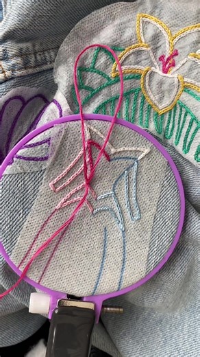 Hand-Stitched Pink Disney Animation Jacket Embroidery