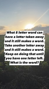 What 8 letter word can have a letter taken away and it still makes a word. Take another letter away and it still makes a word. Keep on doing that until you have one letter left. What is the word? #riddle #quiz #viral #reels | Rob And Elizabeth