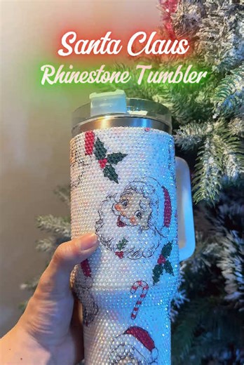 Santa rhinestone tumbler #40oztumbler #rhinestonetumbler #tumbler #christmas #fyp