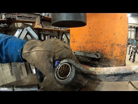 100 Ton Press Easily Installs A Steel/Brass Bushing In A Leaf Spring