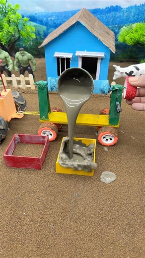 😱 Real Working Mini Tractor Making Cement Pillar | Amazing DIY Construction Machine 🚜 #shorts