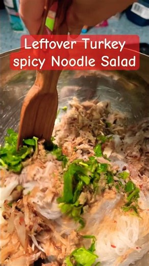 What to do with Left over turkey? I added to my Thai spicy noodle salad. #noodlesalad