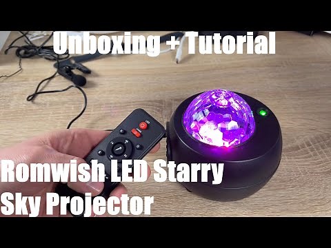 LED Starry Sky Projector, Romwish Projection Lamp Night Light Music Player Unboxing and instructions