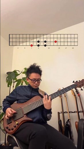 3 notes per string fingering for pentatonic scale #bass #musicscales #pentatonic