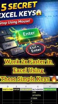 5 Excel Keyboard Shortcuts You MUST Know 😱 | Enter, Ctrl+Enter, Alt+Enter Explained | 5 in 5 SHORTS