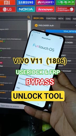 Vivo V11 ( 1806 ) MTK Userlock & Frp Bypass Unlock Tool #foryou #shorts #vivo