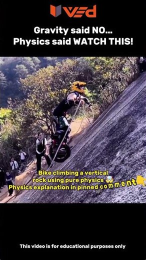 Bike Climbs a Vertical Rock Using Pure Physics 😳 Gravity vs Tension #shorts #viral