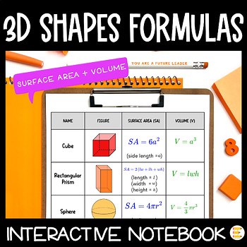 3D Shapes Formulas - Surface Area and Volume Worksheet, Geometry Cheat Sheet