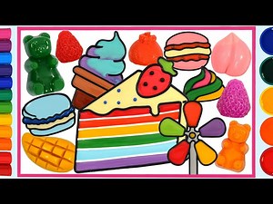 Making fruit Jelly | Rainbow dessert Jelly Painting & Coloring, Crepe cake | Satisfying Video - Videos For Kids
