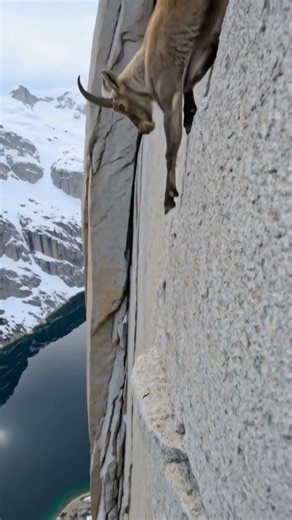 😱 99% Vertical Drop? No Problem for this Goat!#wildlife#viral#mountains#shorts#animals