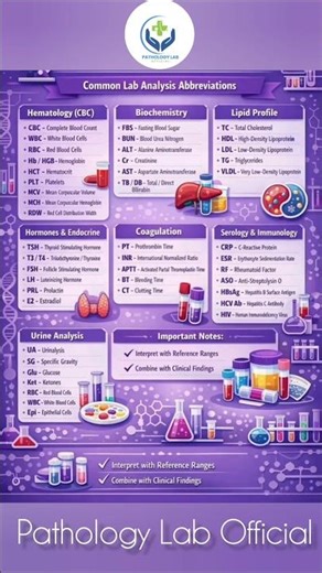 Common Lab Analysis Abbreviations #education #medicalstudent #shortvideo #neet2026 #laboratory