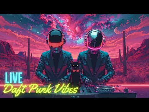 Daft Punk-Inspired Neon Coffee Break ☕🤖 | Chill Funk, Lo-Fi Disco, Focus Beats Playlist