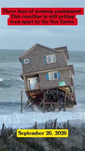 September 26, 2026. Three days of nonstop punishment. And this coastline is still getting torn apart by the Nor'easter #noreaster #storm #bigwaves #OuterBanks #northcarolina