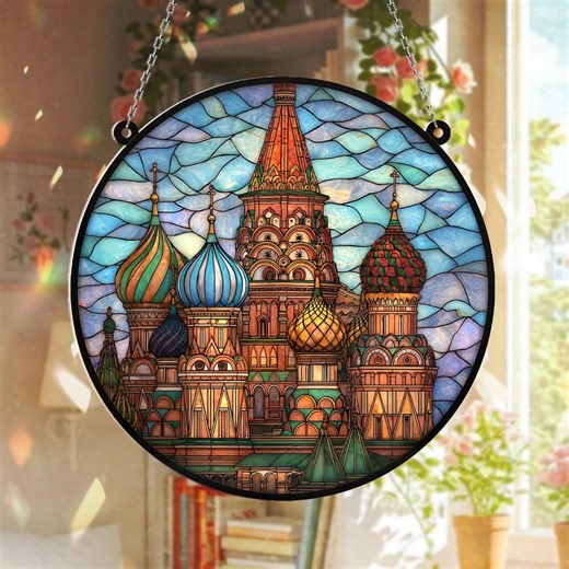 Saint Basil's Cathedral Stained Glass Suncatcher, Moscow Russia Landmark Window Art, Colorful Architecture Decor, Travel Gift Idea - Etsy Canada