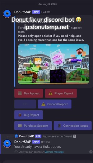 Donut fix ur discord bot @DrDonut #discord #donutsmp #media #ticket #viral