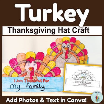 Turkey Headband Craft Templates, Printable Thankful Crown Hats for Thanksgiving