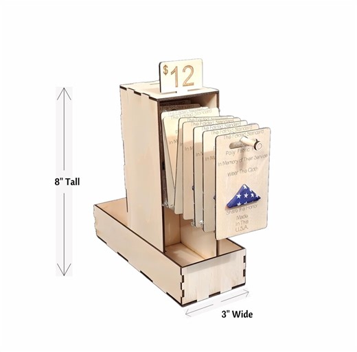 Wooden Countertop Display, 10X U.S.A. Polyester Flag Pins, Natural Wood Finish, With Price Signs - Etsy